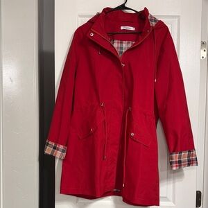Elegant Red Trench Coat with Hood
